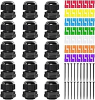 15pcs PG13.5 Waterproof Cable Grommet IP68 Adjustable 6-12mm Nylon Plastic Seal, Wire Connector for 
