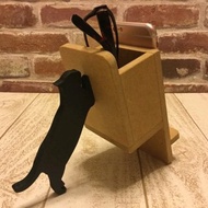 iPhone/智能手機支架，配有黑貓支撐的眼鏡盒