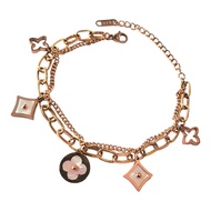 White Ermine Set of Bracelet(Rose Gold) and HairBand, Medium