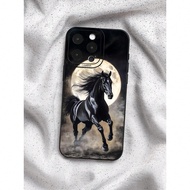 Brilliant Horse Below Moon Liquid Silicone Mobile Phone Case Full-Body Protection Shockproof Anti-Fa