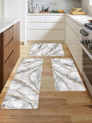1入組大理石圖案廚房現代滌綸地墊適用於廚房