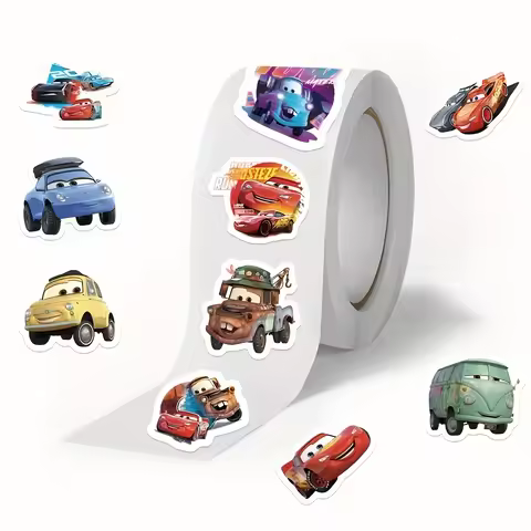 500 Disney Lightning McQueen Sticker Rolls (2.5 cm x 1 inch) - Lightning McQueen, etc.- Self Adhesiv