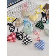 Ins Style Heart Plaid Fabric Hanging Decoration
