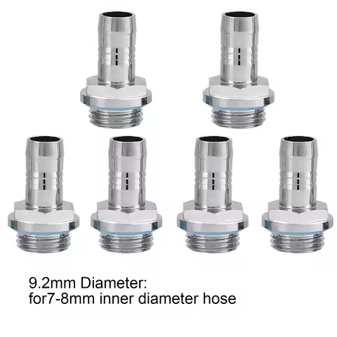 6pcs Copper Barb-Fitting PC Water Cooling Two-Touch Fitting G1/4 Thread Barb Connector for Tube 5.5m