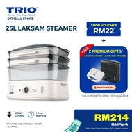 Trio 3 Tiers Laksam Food Steamer 25L | 2-Layer Slide-Out SUS304 Stainless Steel Tray | Electric Stea