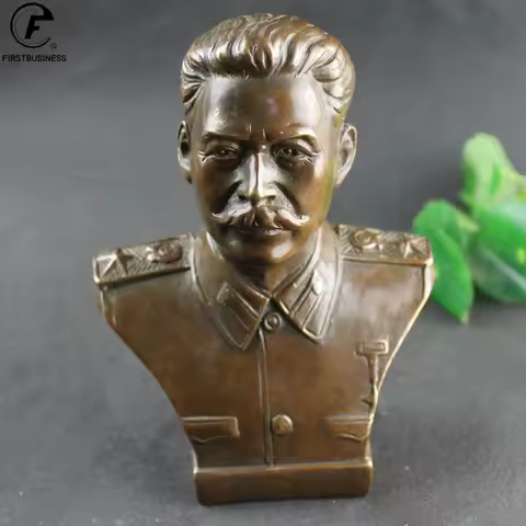 Antique Brass Russian Great Man Leader Joseph Stalin Bust Bronze Statue BIG Figurines Retro Copper D