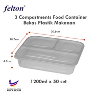1200ml Bekas Plastik Makanan FR1200S-3C  Disposable Plastic Food Container Microwave Food Container 