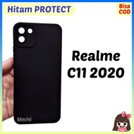 Case REALME C11 Black Matte Lentur Softcase OPPO Silikon HP Hitam Polos Karet - MECHI