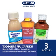 Toddlers Flu Care Kit: Biogesic for Kids 120mg Syrup + Disudrin Syrup + Ceelin Plus Syrup