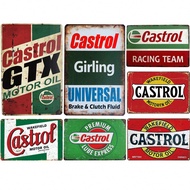 1 cái, Biển thiếc kim loại Castrol Motor Oil (8''x12''/20cm*30cm), Áp phích kim loại cổ điển Trạm xă