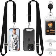 Adjustable Crossbody Phone Lanyard 2 Pack & Retractable ID Badge Card Holder,Universal Cell Phone Mu