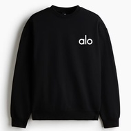 ALO Sweater Long Sleeve Pria Wanita Brand Original // Outer Hangat Casual Motif Text Kecil