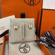 Hermes Mini Pop H earring 白*玫瑰耳環金
