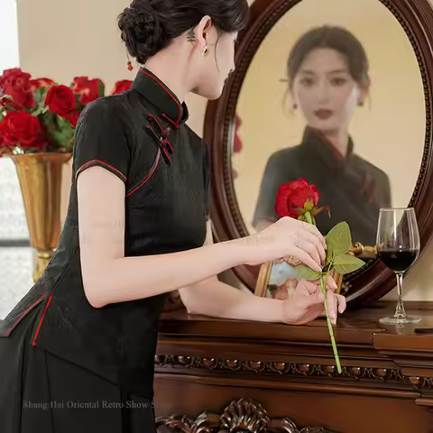 Plus Size 3XL 4XL Cheongsam Tops Chinese Traditional Mandarin Collar Tang Style Shirt Coat Lace Chin