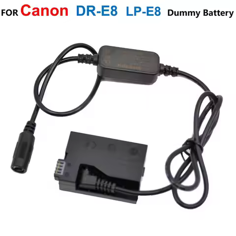 12V-24V Step-Down Power Cable+DR-E8 LP-E8 Fake Battery For Canon EOS Rebel T2i T3i T4i T5i 550D 600D