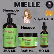 MIELLE Rosemary Mint Strengthening Shampoo 355ml, Masque 340ml, Scalp & Hair oil 59 ml