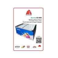 Aucma SD-665 Commercial Chest Freezer Sliding Glass Door Poultry Butchery Frozen Meat Finger Food  Fish Seafood Freezer