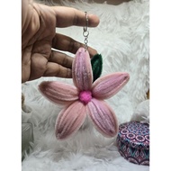 Flower keychain fuzzy wire