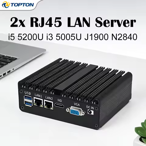 Industrial Fanless Mini PC Dual LAN Intel i5 5200U i3 5005U J1900 N2840 6xUSB VGA 2xCOM Firewall Com