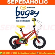 sepeda anak perempuan &amp; laki wimcycle bugsy ukuran 12 inch keranjang - red