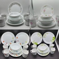 20pcs Corelle Dinner Set Pinggan Mangkuk Kaca Ori Corelle Kaca Nipis Set Bajet