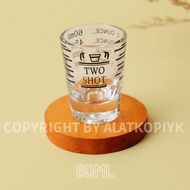 Two Shoot Espresso Shot Glass 60ML Espresso Coffee Shot Measuring Cup Two Shot 60ml