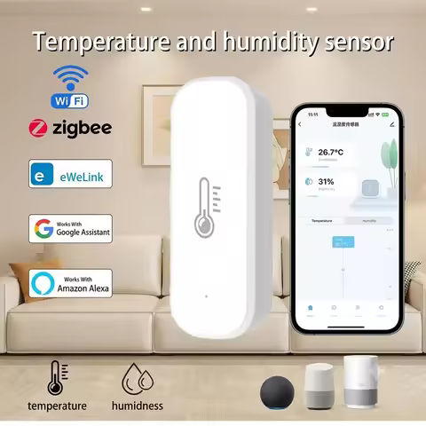 Ewelink WiFi Zigbee Temperature Humidity Sensor Smart Home Indoor Hygrometer APP Monitoring Work wit