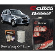 TOYOTA RUSH 2005-2013 CUSCO JAPAN FULLY SYNTHETIC ENGINE OIL 5W40 SN/CF ACEA FREE WORKS ENGINEERING OIL FILTER