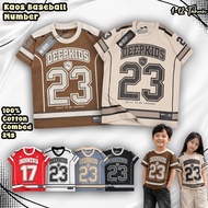 Children's Baseball Number T-Shirt Made of 24s Combed Cotton, Ages 1 2 3 4 5 6 7 8 9 10 11 12 Years 