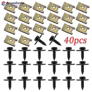 DREAMFOREST 40Pcs Car Fender Bumper Cross Head Screws Chassis Engine Guard Metal Nut/Screw Washers U