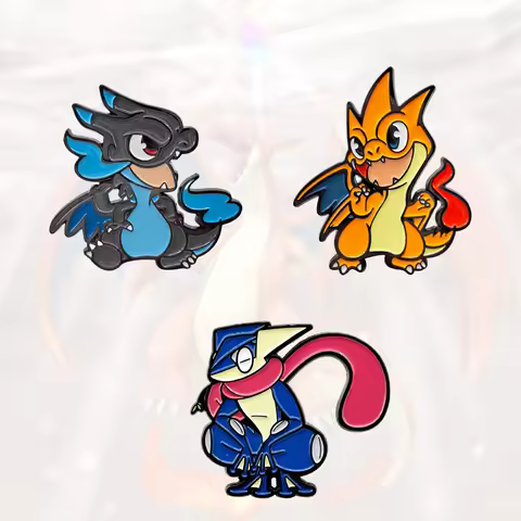 Pokemon Charizard Anime Brooch Shiny Enamel Pin, Sophisticated Metal Jewelry, Unique Ghost-Type Coll