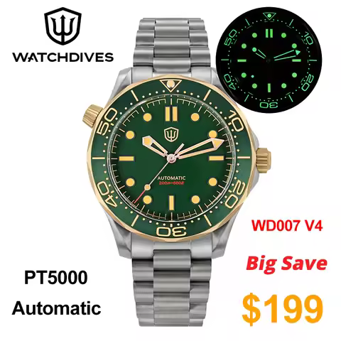 Watchdives WD007 V4 Mechanical Watch PT5000 Automatic Movement Titanium Luxury Watch Domed Sapphire 