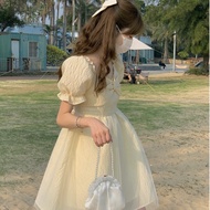 Summer Princess Dress with Puff Sleeves and Slimming Waist - BY3E