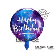 Round Happy Birthday Foil Balloon Space Star Happy Birthday Balloon/