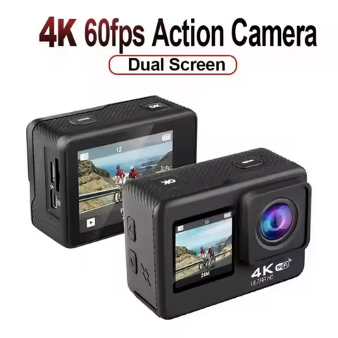 4K 60FPS Action Camera 24MP 2.0 Dual Screen EIS Anti-Shake WiFi Waterproof Motorcycle Helmet DVR Spo