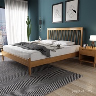 Log Solid 1.5 Small Apartment Double Bed Modern Wooden Bed B & B Style B Simple 1.8m Nordic Bedside 