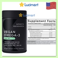 Viên uống dầu tảo Vegan Omega-3 thuần chay Sports Research hũ 60 viên [Hàng Mỹ]