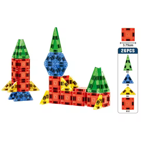 26/30PCS Travel Magnetic Construction Set,Mini 3D Magnetic Tile Building Blocks,STEM Magnet Toys Edu