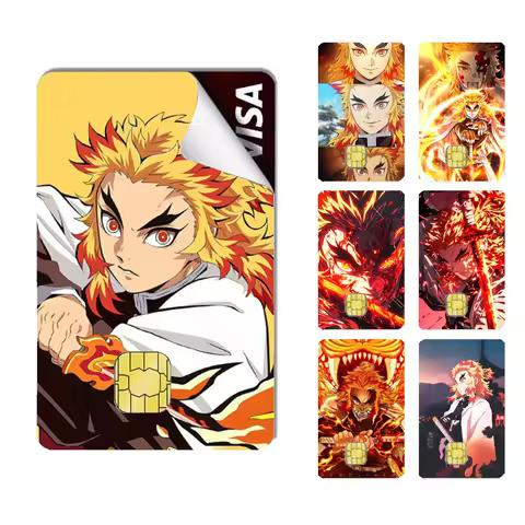 Kyojuro Rengoku Anime Stickers Cartoon Credit Card Visa Debit Bank Charge Card Bus Metro Waterproof