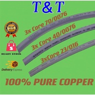 PER METER LOOSE CUT 3 CORE PVC CABLE 23/016,40/0076,70/193 1.5MM 2.5MM (SIRIM)(100% PURE COPPER) Electric Cable WAYAR