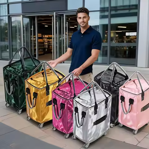 HaoKen Large Capacity Foldable Luggage Bag with Cover Jennie Shopping Cart Silent Wheels Thickened W