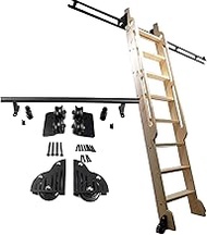 Rolling Ladder Hardware Library Sliding Ladder Hardware Kit with 3.3ft-20ft Round Track/Rail and Flo