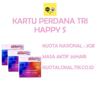 KARTU PERDANA TRI HPS / HAPPY S 3GB NASIONAL 30HARI