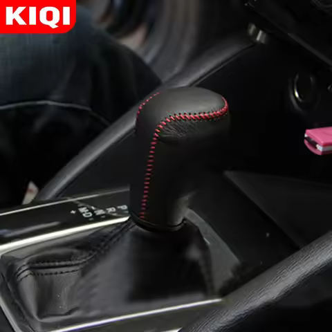 KIQI AT Car Interior Leather Gear Shift Knob Cover Collars for Mazda 3 Axela Atenza CX-5 CX-4 CX-3 C