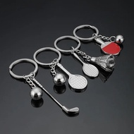 Mini Metal Badminton Bowling Ball Keychain Table Tennis Golf Sports Keyring Car Key Pendant Gift