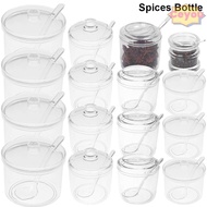 CEYOU 1Pcs Seasoning Jars, Transparent S/M/L Spices Bottles, Durable  with Spoon Acrylic Condiment B