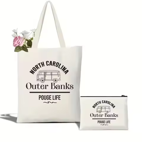 Outer Banks North Carolina Canvas Bag Outer Banks Women's Vacation Leisure Portable Beach Shoulder B
