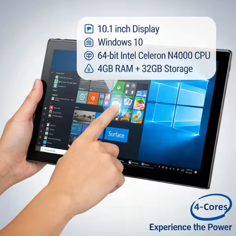 4GB DDR RAM 32GB ROM 10.1" Windows 10 Tablet PC 64bit Intel Celeron N4000 CPU WIFI Bluetooth 4.0 Dua