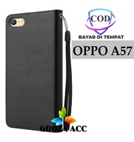 SARUNG BUKU FLIP UNTUK OPPO A57- LEATHER CASE FLIP- WALLET CASE FLIP OPPO A57 - CASING DOMPET-SARUNG