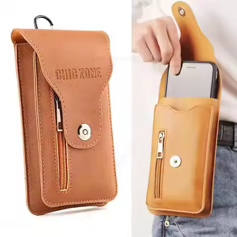 Leather Flip Waist Bag Phone Pouch For Doogee S35T S35 S86 S97 S96 Pro S59 S86 S88 S80 S90 Belt Clip